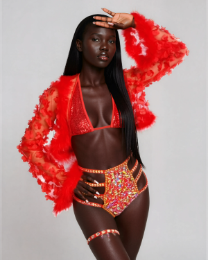 Red 2-Piece Floral Outfit